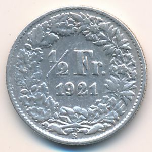 Швейцария, 1/2 франка (1921 г.)