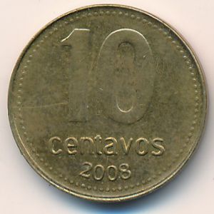 Аргентина, 10 сентаво (2008 г.)