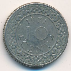 Суринам, 10 центов (1972 г.)