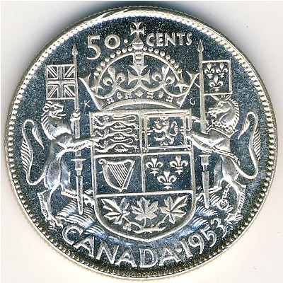 Canada, 50 cents, 1953–1958