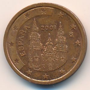 Испания, 2 евроцента (2001 г.)