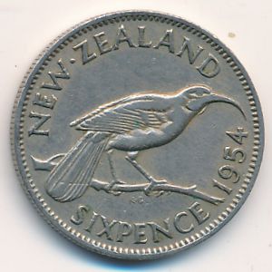 Новая Зеландия, 6 пенсов (1954 г.)
