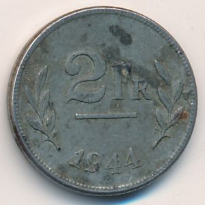 Belgium, 2 francs, 1944