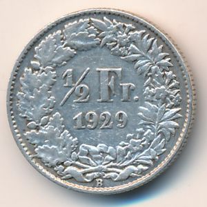 Швейцария, 1/2 франка (1929 г.)