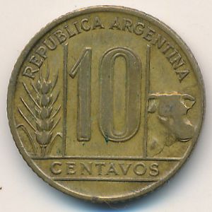 Аргентина, 10 сентаво (1944 г.)