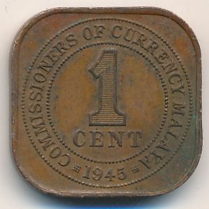 Malaya, 1 cent, 1945