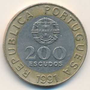 Portugal, 200 escudos, 1991