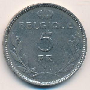 Belgium, 5 francs, 1936–1937