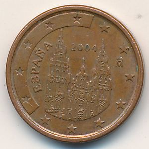Spain, 1 euro cent, 2004