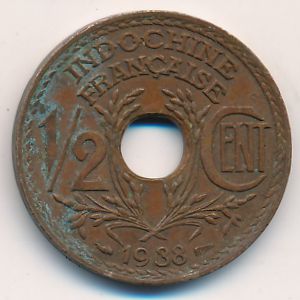 French Indo China, 1/2 cent, 1938