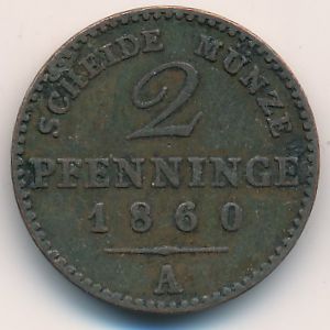 Пруссия, 2 пфеннинга (1860 г.)