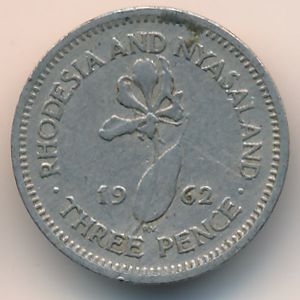Rhodesia and Nyasaland, 3 pence, 1962