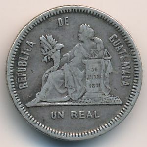 Guatemala, 1 real, 1889–1893