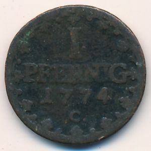 Саксония, 1 пфенниг (1774 г.)