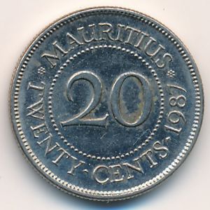 Маврикий, 20 центов (1987 г.)
