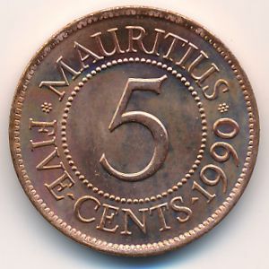 Маврикий, 5 центов (1990 г.)