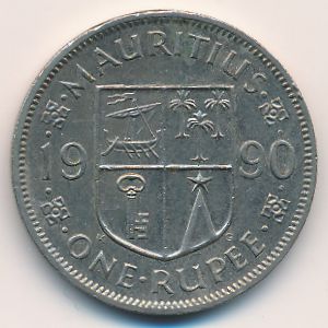Mauritius, 1 rupee, 1990