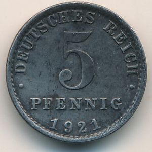 Германия, 5 пфеннигов (1921 г.)
