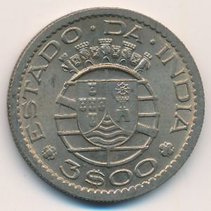 Portuguese India, 3 escudos, 1959