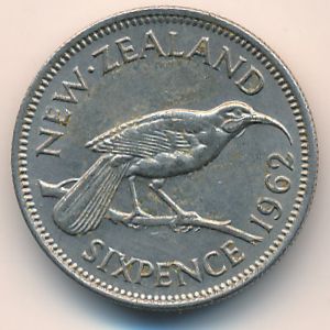 Новая Зеландия, 6 пенсов (1962 г.)