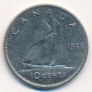 Канада, 10 центов (1968 г.)