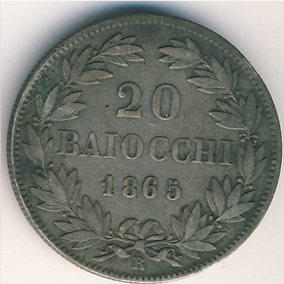 Папская область, 20 байоччо (1865 г.)