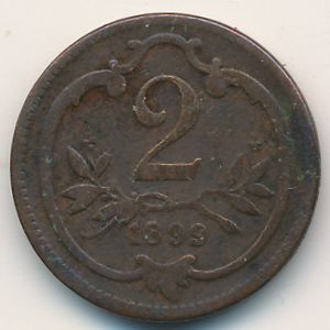Австрия, 2 геллера (1899 г.)
