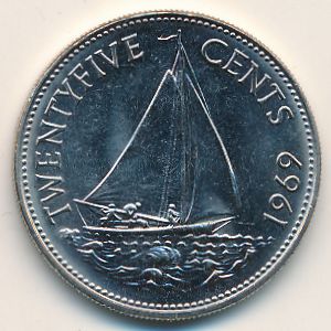 Багамские острова, 25 центов (1969 г.)