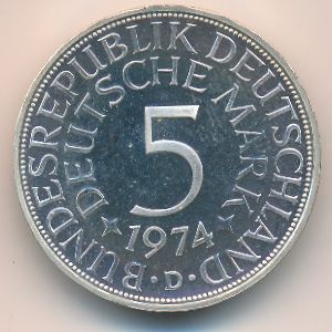 ФРГ, 5 марок (1974 г.)