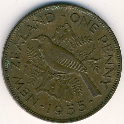 New Zealand, 1 penny, 1953–1956