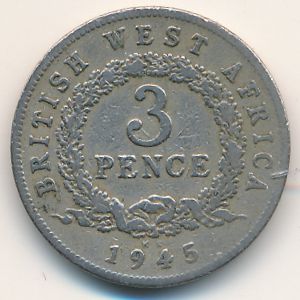 British West Africa, 3 pence, 1945