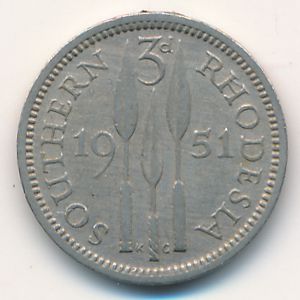 Southern Rhodesia, 3 pence, 1951
