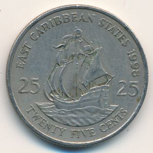 Восточные Карибы, 25 центов (1998 г.)