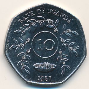 Уганда, 10 шиллингов (1987 г.)