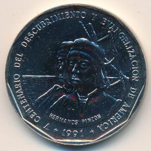 Dominican Republic, 1 peso, 1991