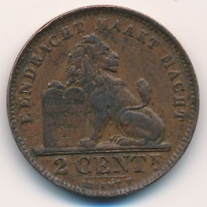 Belgium, 2 centimes, 1919