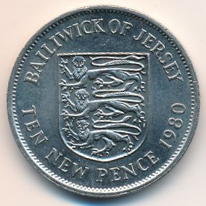 Джерси, 10 новых пенсов (1980 г.)