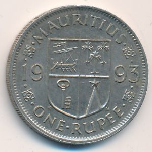 Mauritius, 1 rupee, 1993