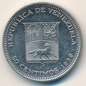Venezuela, 50 centimos, 1989