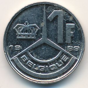 Belgium, 1 franc, 1989