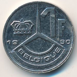 Belgium, 1 franc, 1990