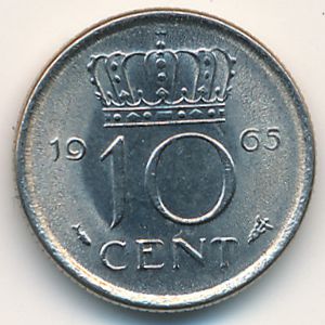 Netherlands, 10 cents, 1965