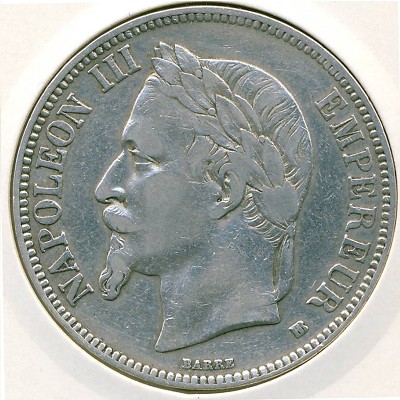Франция, 5 франков (1868 г.)