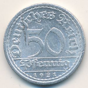 Веймарская республика, 50 пфеннигов (1921 г.)