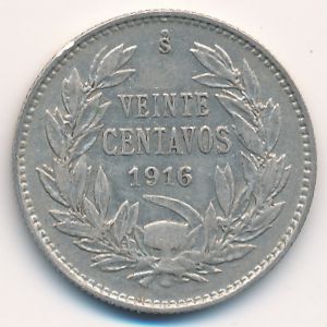 Чили, 20 сентаво (1916 г.)