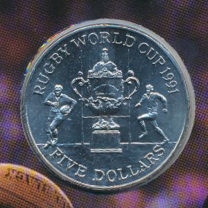 New Zealand, 5 dollars, 1991