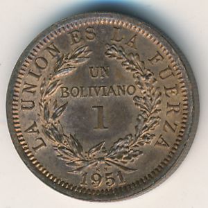 Боливия, 1 боливиано (1951 г.)