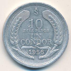 Чили, 10 песо (1956 г.)