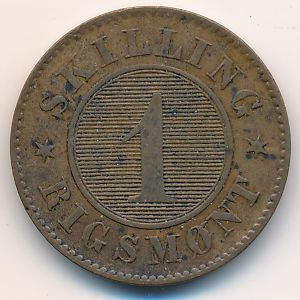 Denmark, 1 skilling rigsmont, 1860