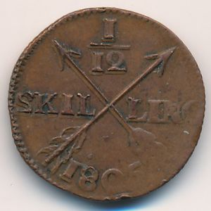 Sweden, 1/12 skilling, 1805